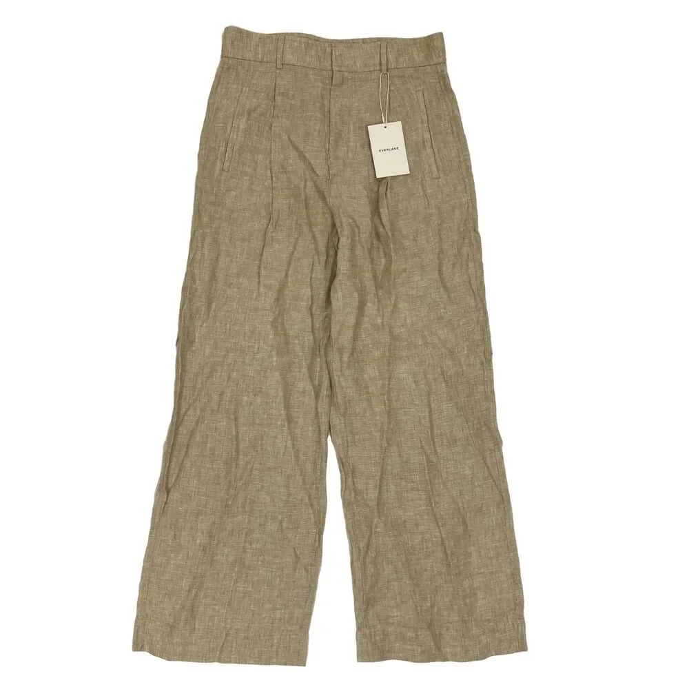 EVERLANE The Linen Way High Drape Pant 10 Cornstalk Chambray Wide Leg NWT B96